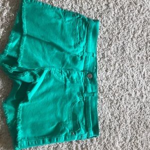 Green Jean shorts